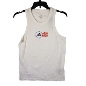 Adidas M Amer GTK White Tank Top Mens Small Sleeveless‎ American Flag Stars New